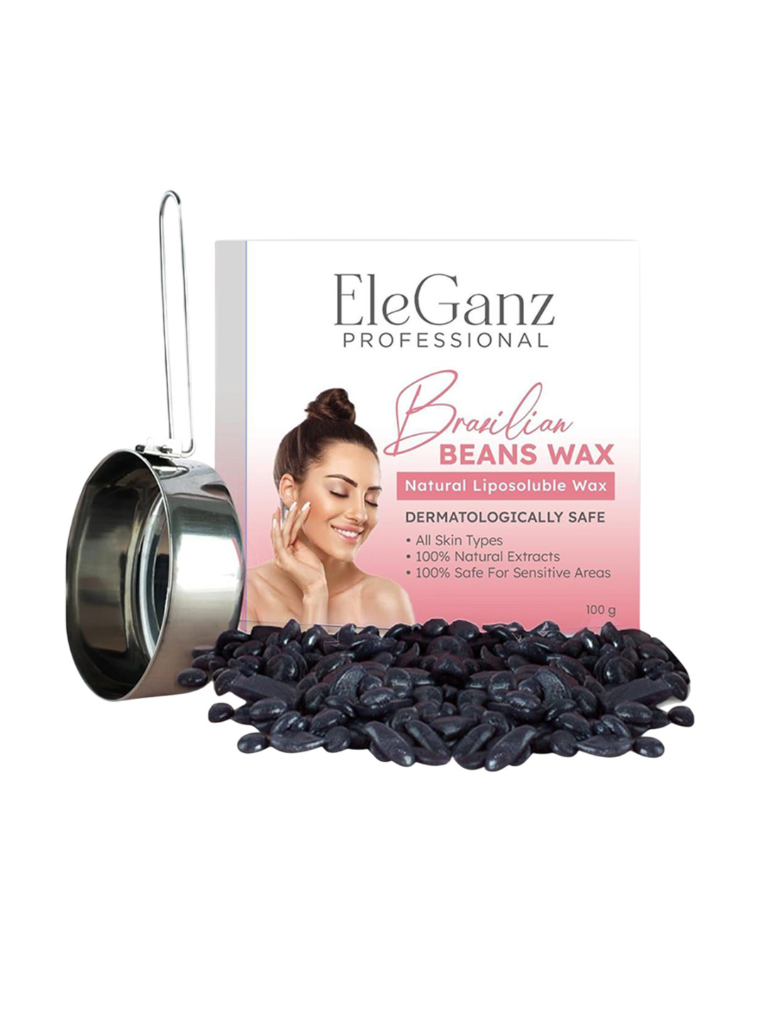 EleGanz Professional Brazilian Beans Hair Removal 100% Natural Liposoluble Wax - 100 g