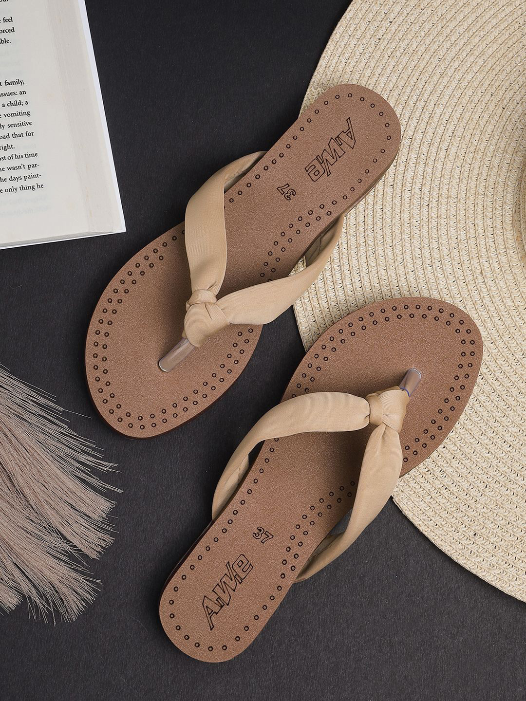 AIWIE Women Open Toe T-Strap Flats