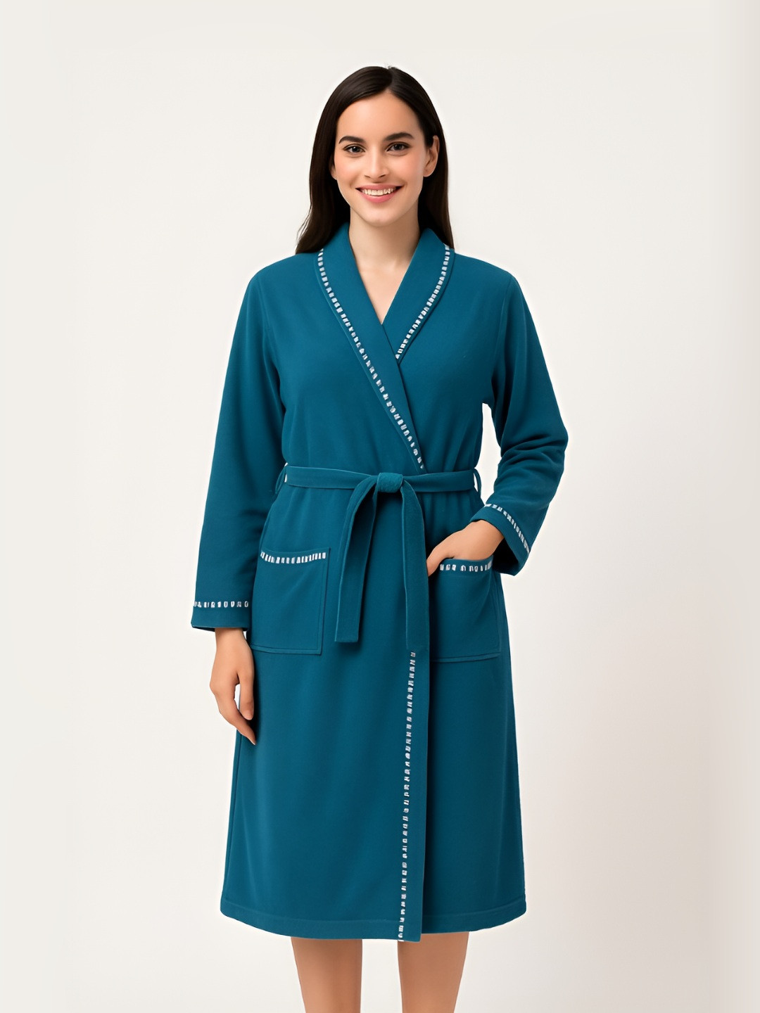 LacyLook Women Printed Double Side Terry Cotton Bathrobe