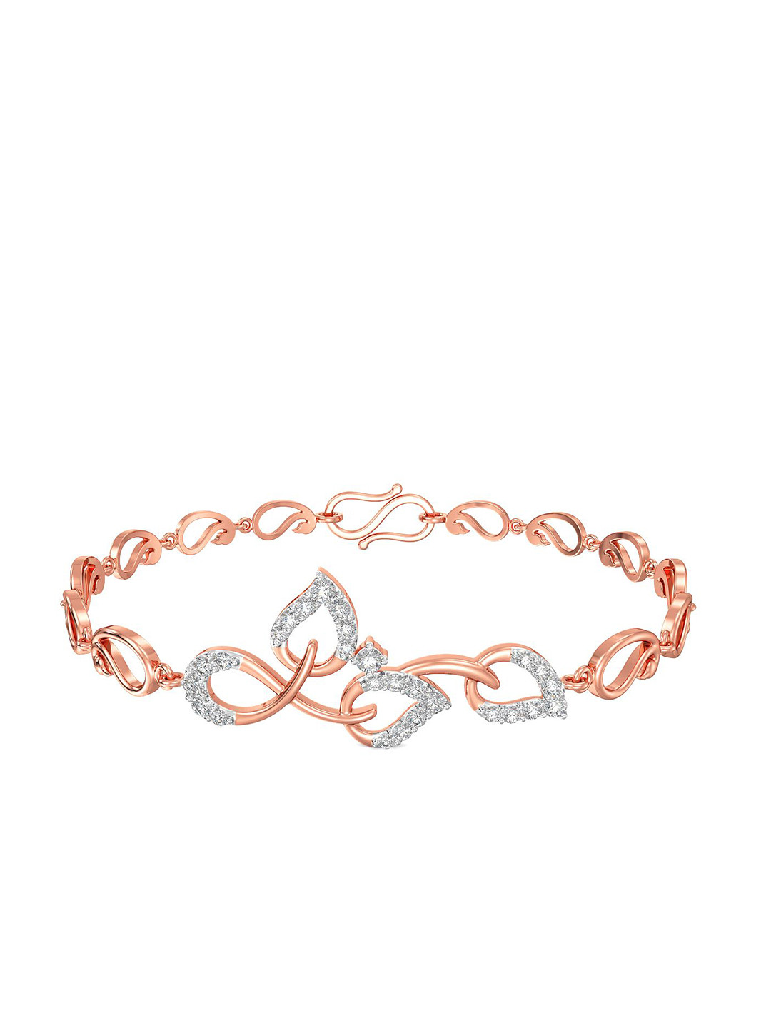 Joyalukkas Women 18KT Gold Chain Link 0.16 CT Diamond Bracelet -5.54 g