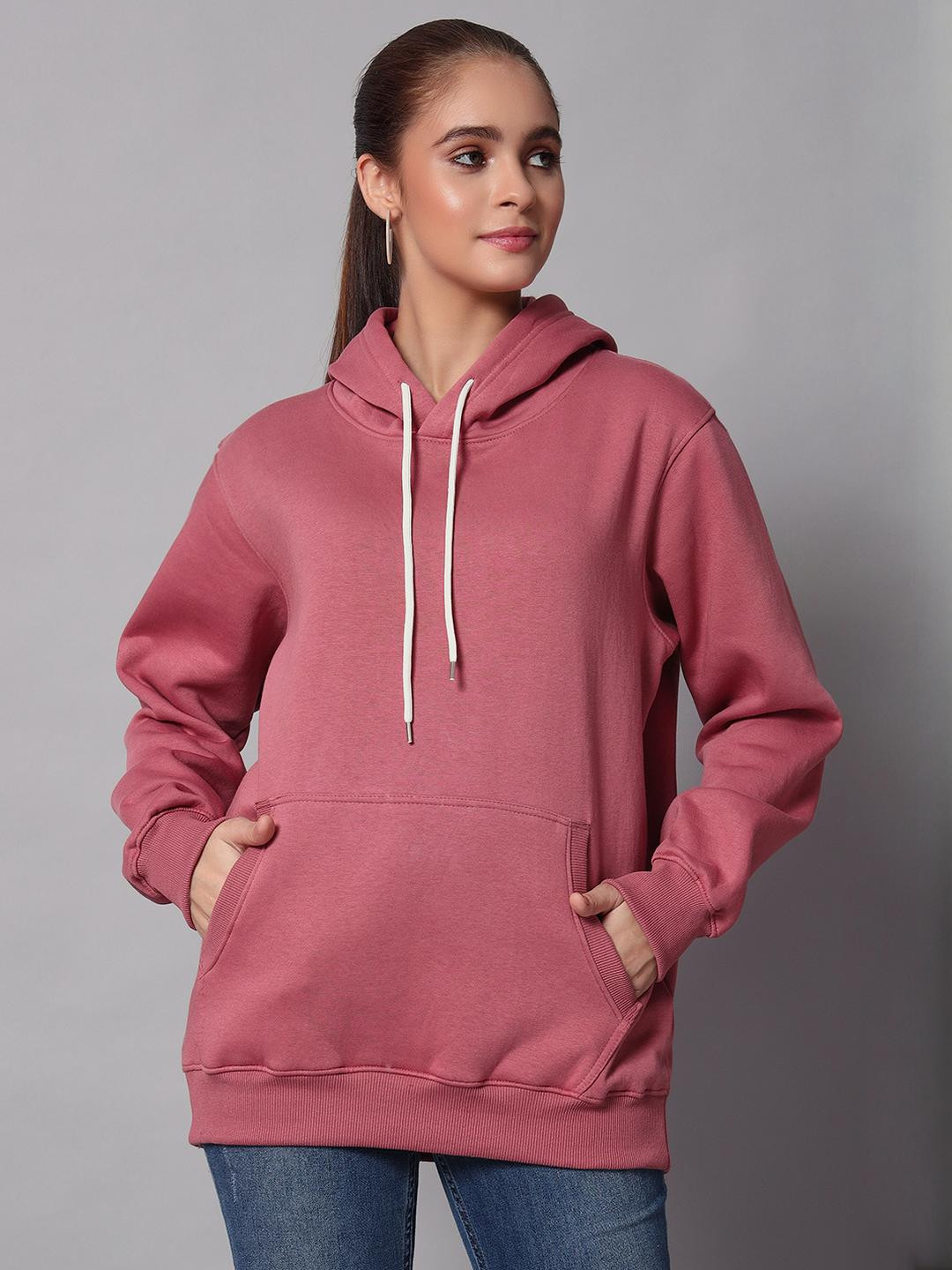 CORSICA Women Peach Hooded Sweatshirt