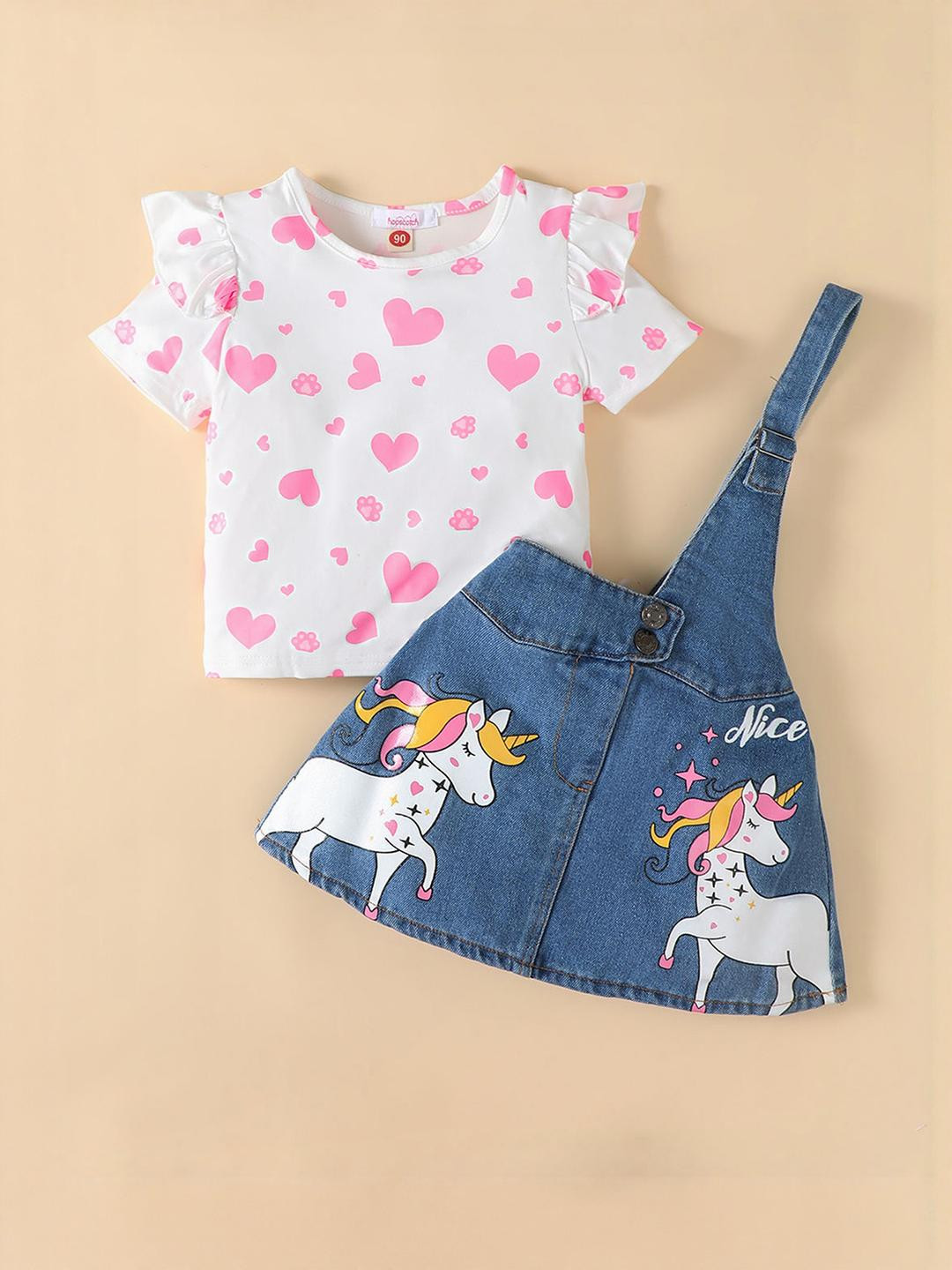 2-Piece Unicorn Blouse & Suspender Skirt