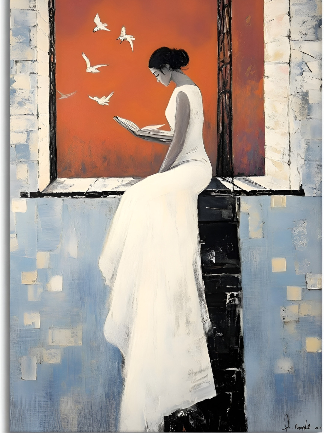 Craftnest creations Abstract Art White & Orange Abstract Wall Arts