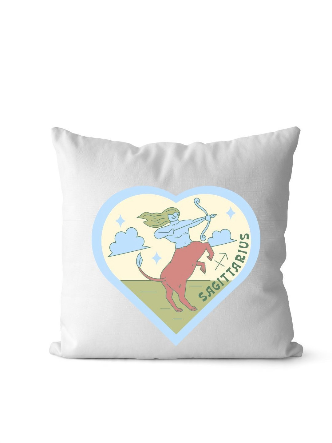 Loops n knots White & Blue Sagittarius Zodiac Sign Printed Pre-Filled Cushion