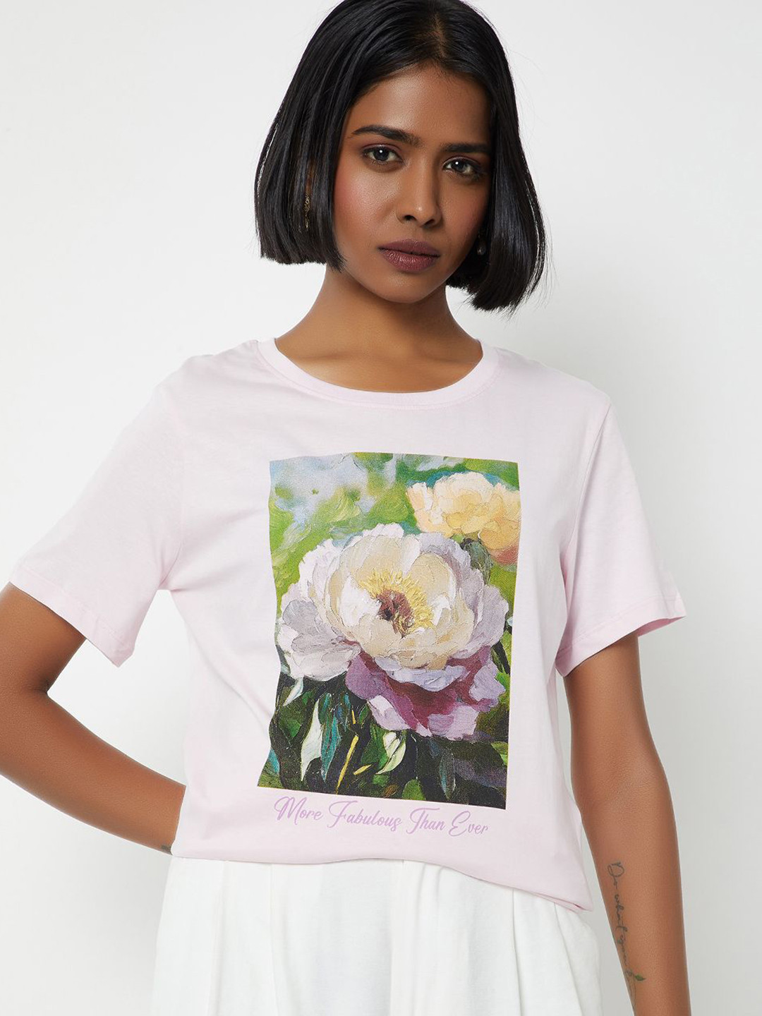 max Printed Pure Cotton Round Nec Short Sleeves Casual T-shirt