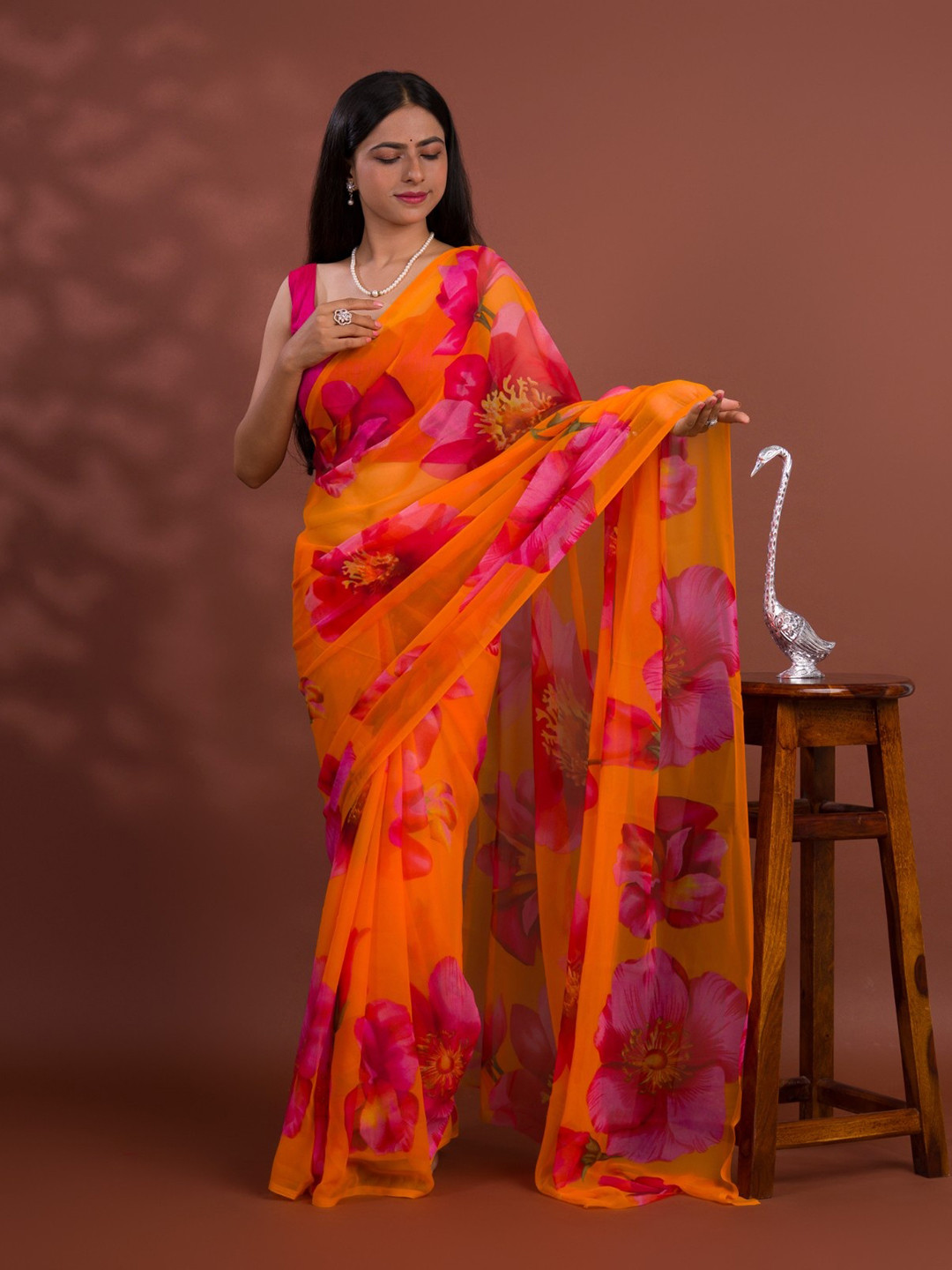 KCPC BANDHANI Mustard Pure Georgette Sarees
