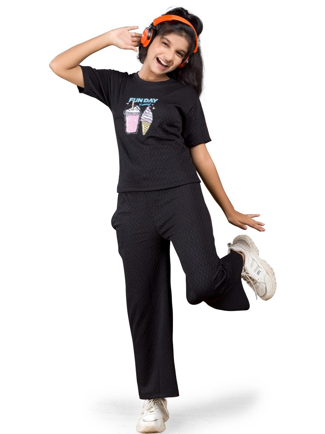 Little funky Girls Black Clothing Set