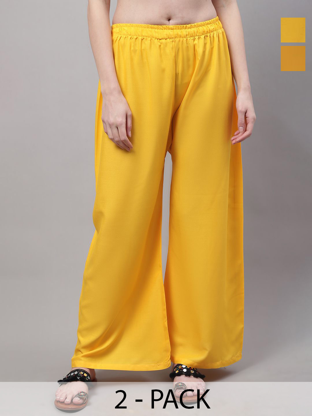 Valles365 by S.C. Women Pack of 2 Flared Viscose Rayon Palazzos