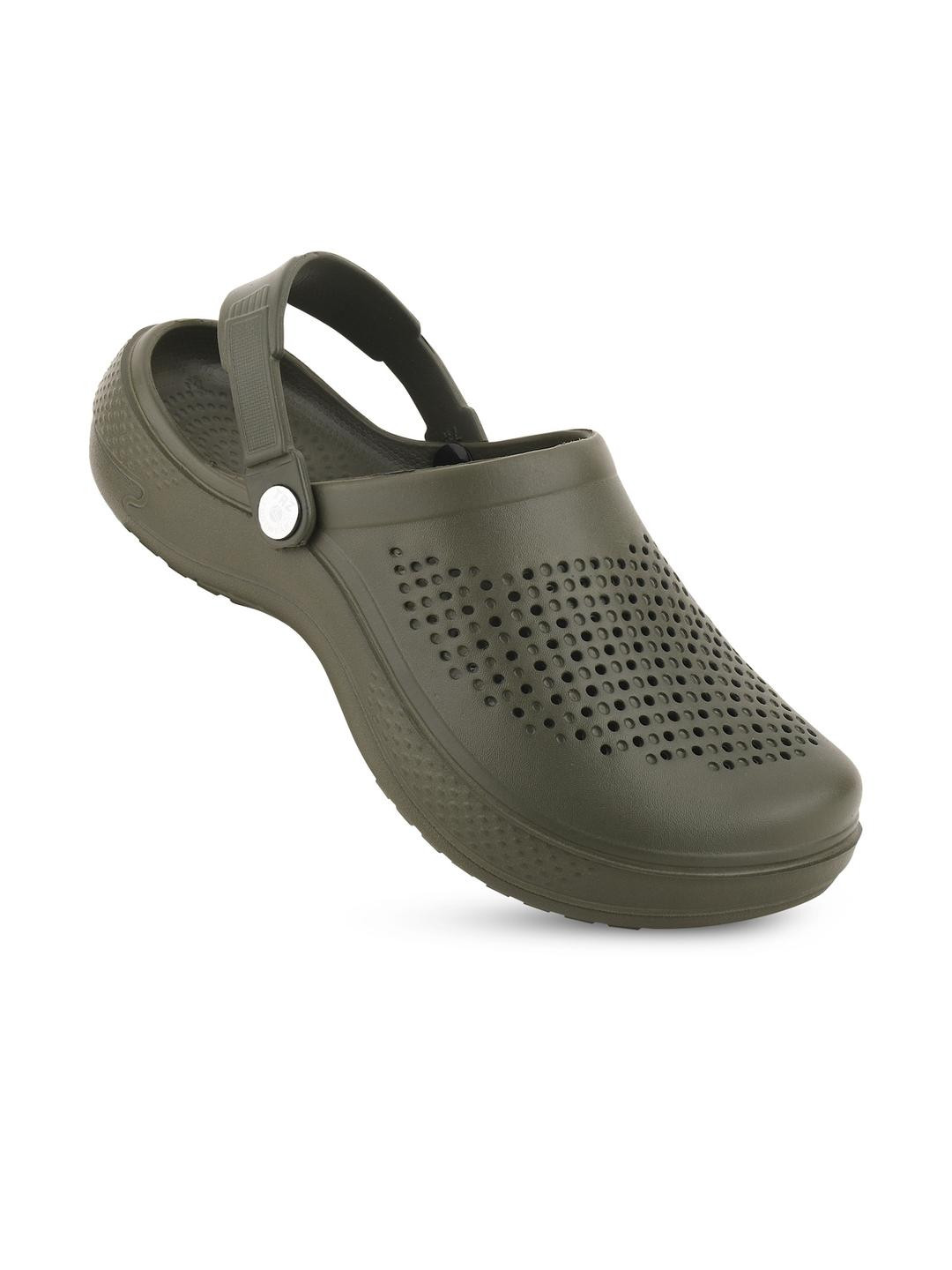 TRZ Men Olive Slip-On Clogs Sandals