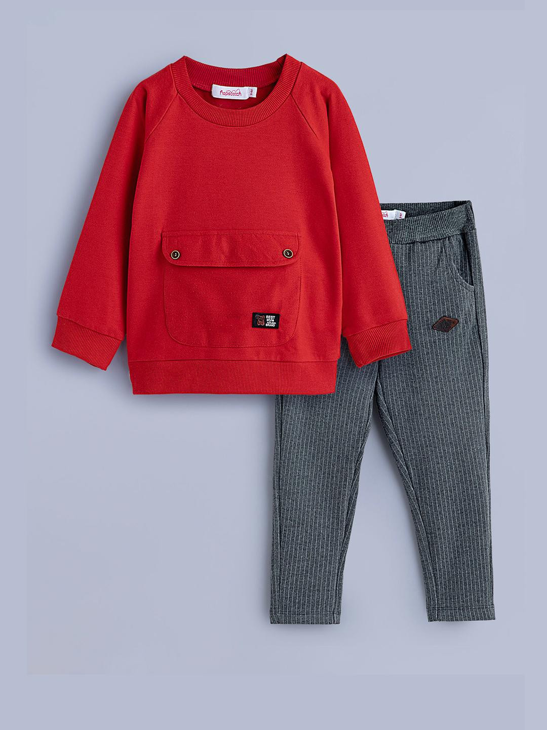 Hopscotch Boys Ribbed Sweatshirt With Trousers