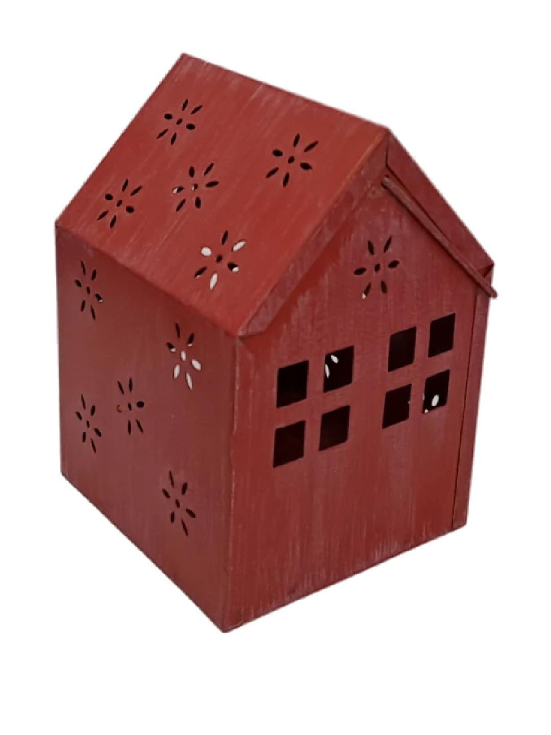 SHAURYA DESIGNS Red Table Lantern Iron Showpiece