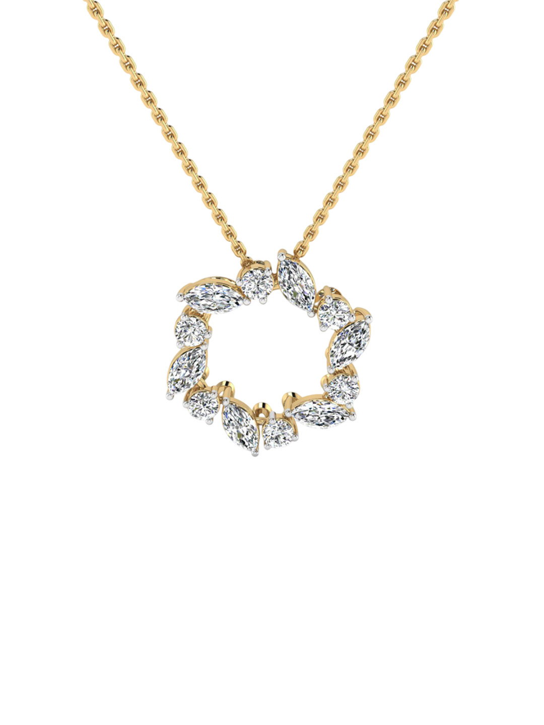 SHINE ETERNAL 14K Yellow Gold Lab Grown Diamond Celestial Circle Pendant-1.661g