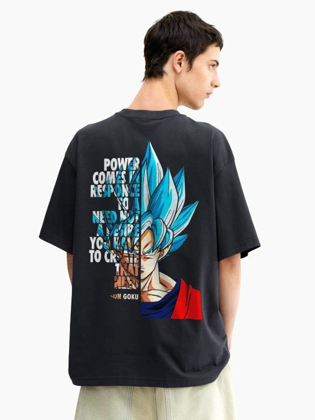 BubbleTwyst Men Dragon Ball Z Graphic Printed Round Neck Pure Cotton Relaxed Fit T-shirt