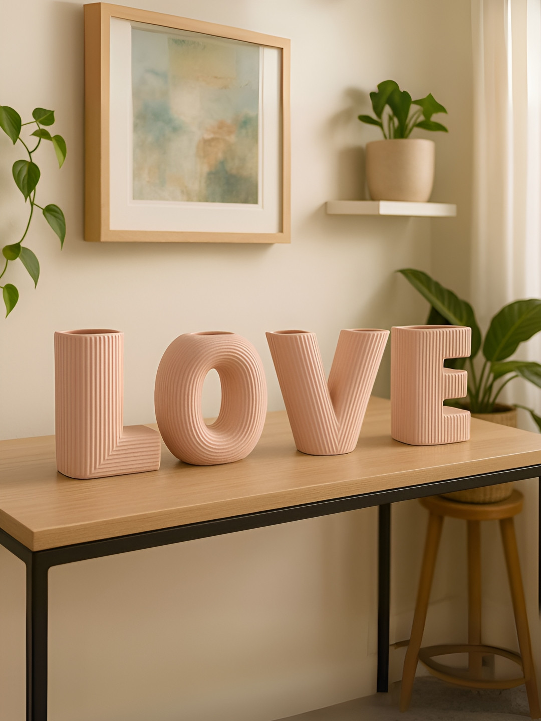 ecofynd Pack Of 4 Pink Decorative Ceramic Flower Vases