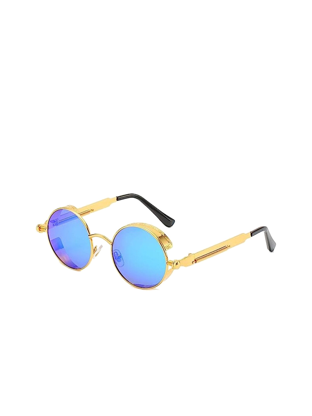 SPADEACES Kids Round Sunglasses with UV Protected Lens Steampunk Gold Blue -44