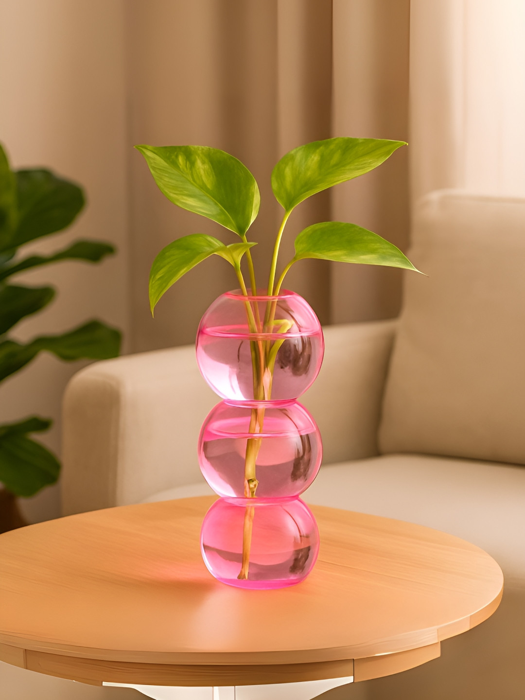 ecofynd Unisex Pink Glass Table Vase