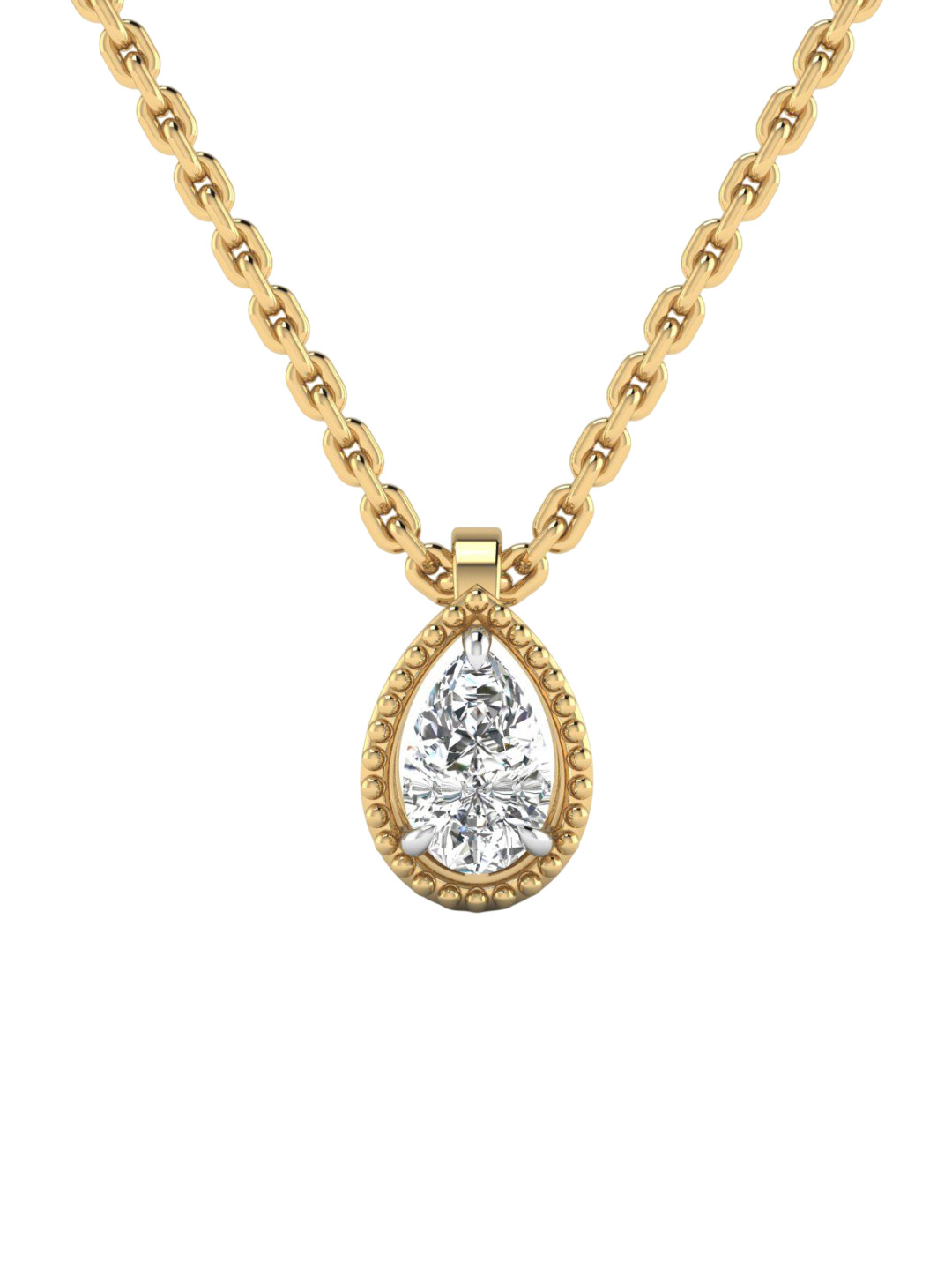 SHINE ETERNAL 18K Yellow Gold Lab Grown Diamond Pearluxe Diamond Pendant-0.427g