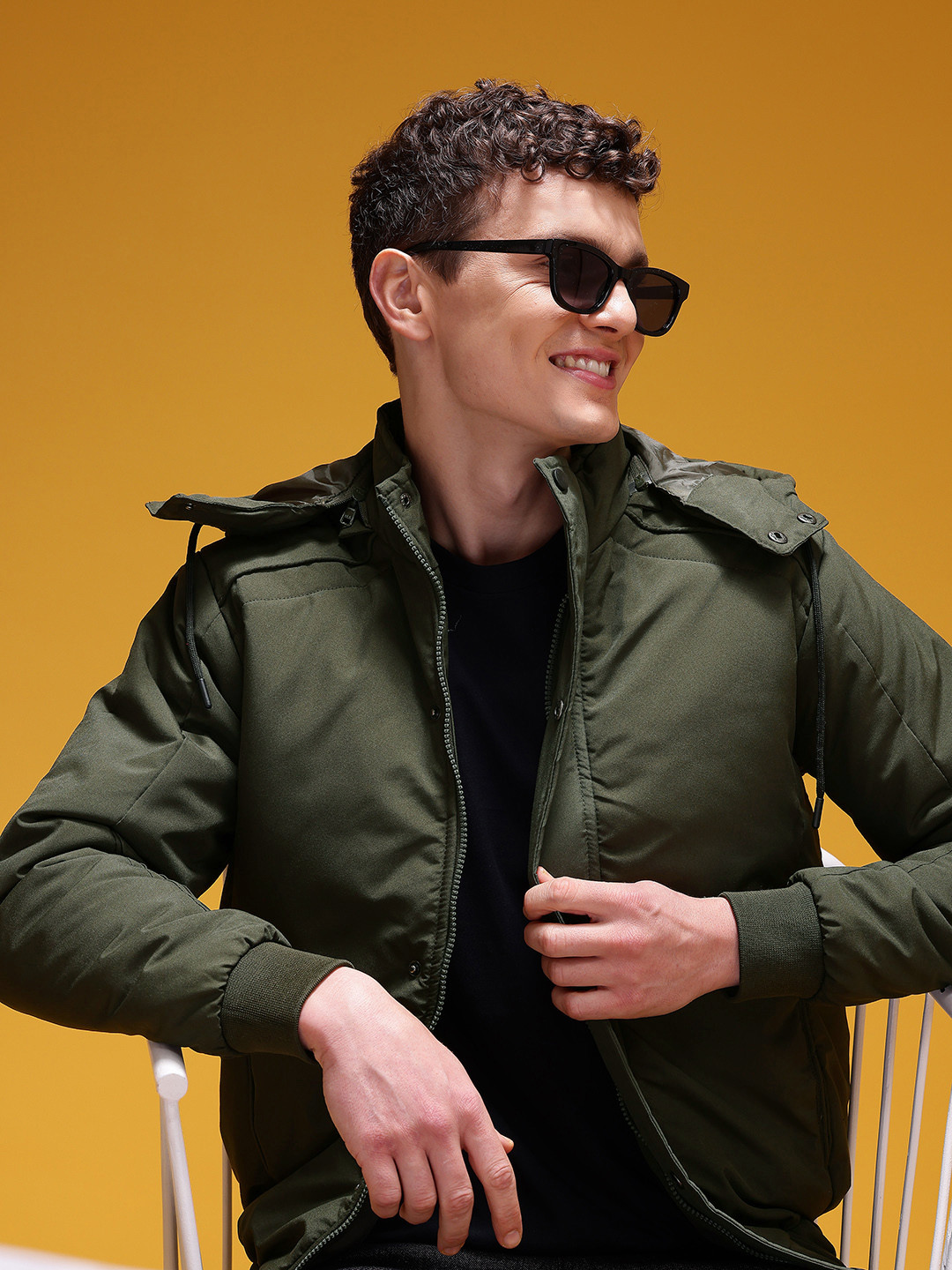 HERE&NOW Hooded Padded Style Bomber Jacket