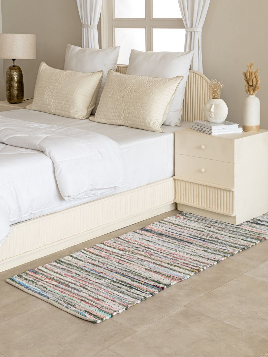THEGASBH Red Traditional Cotton Carpet