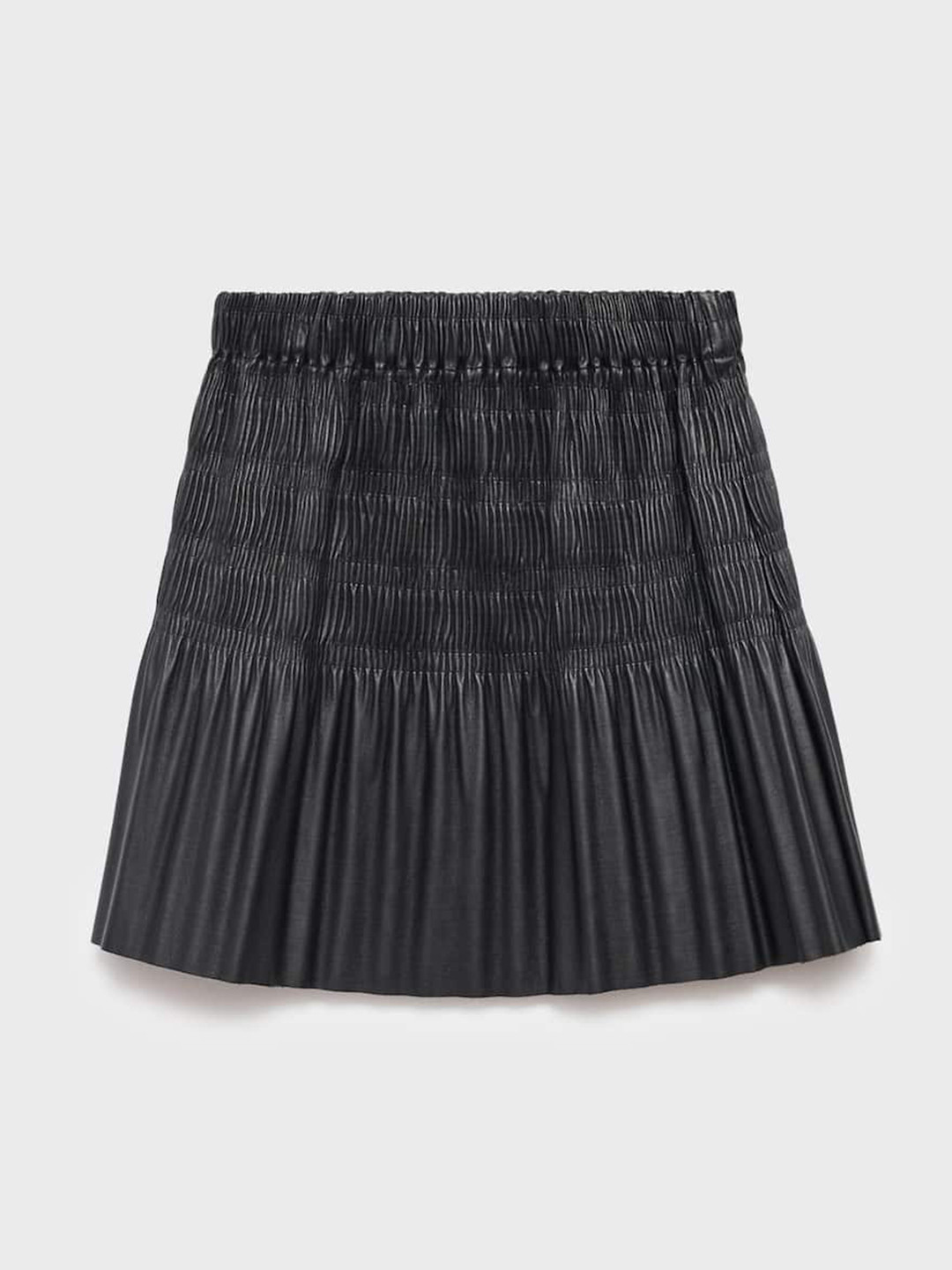 Mango Kids Leather Effect Pleated Above Knee Skirt