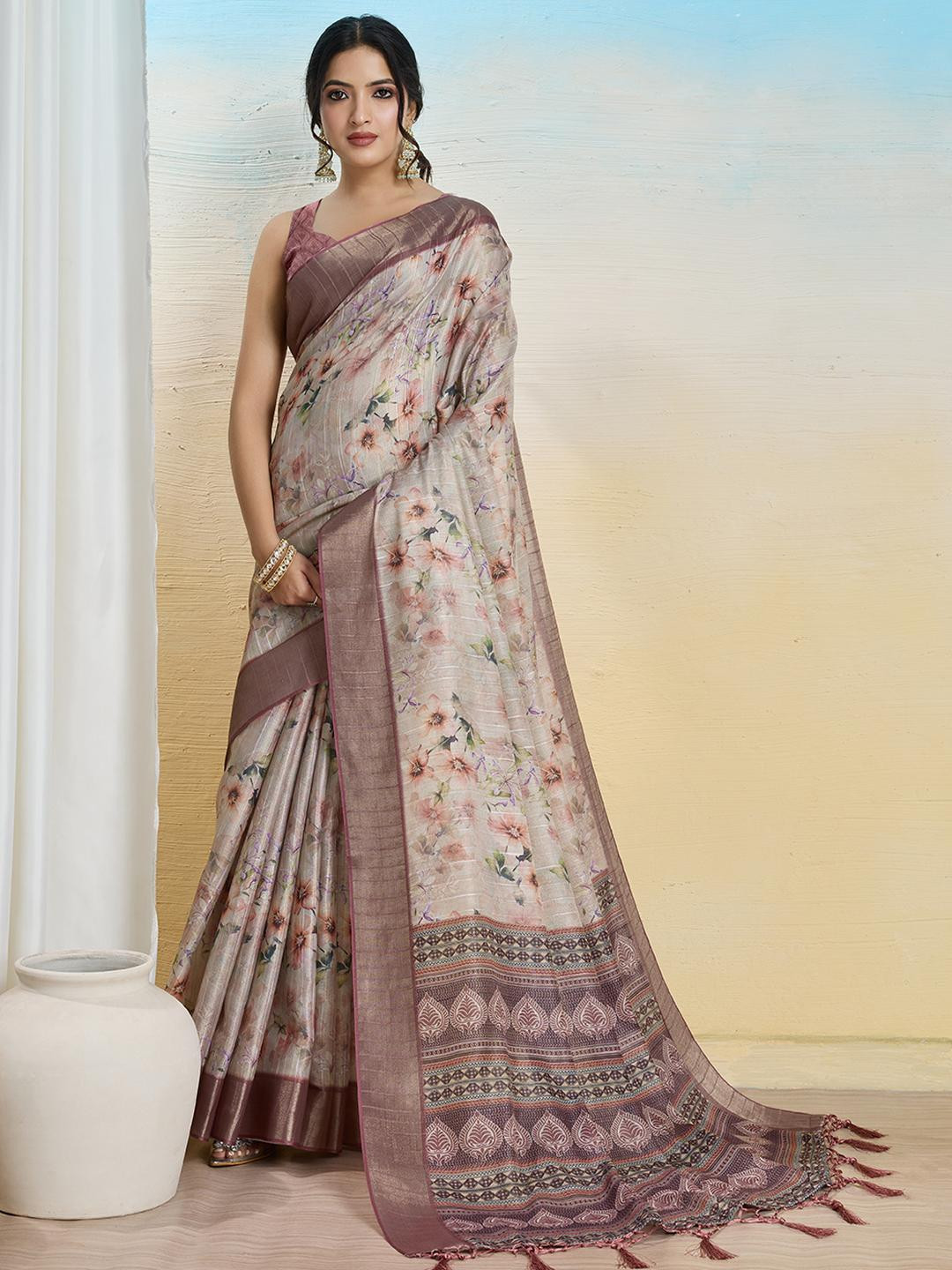 DIVASTRI Coral Tissue Printed Sarees
