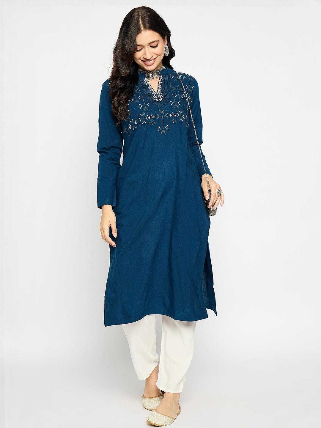 VIAZAA Women Blue Kurtas