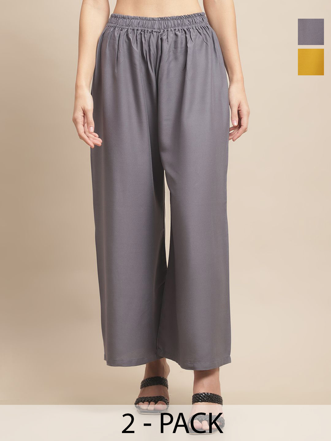Valles365 by S.C. Women Pack Of 2 Wide Leg Palazzos