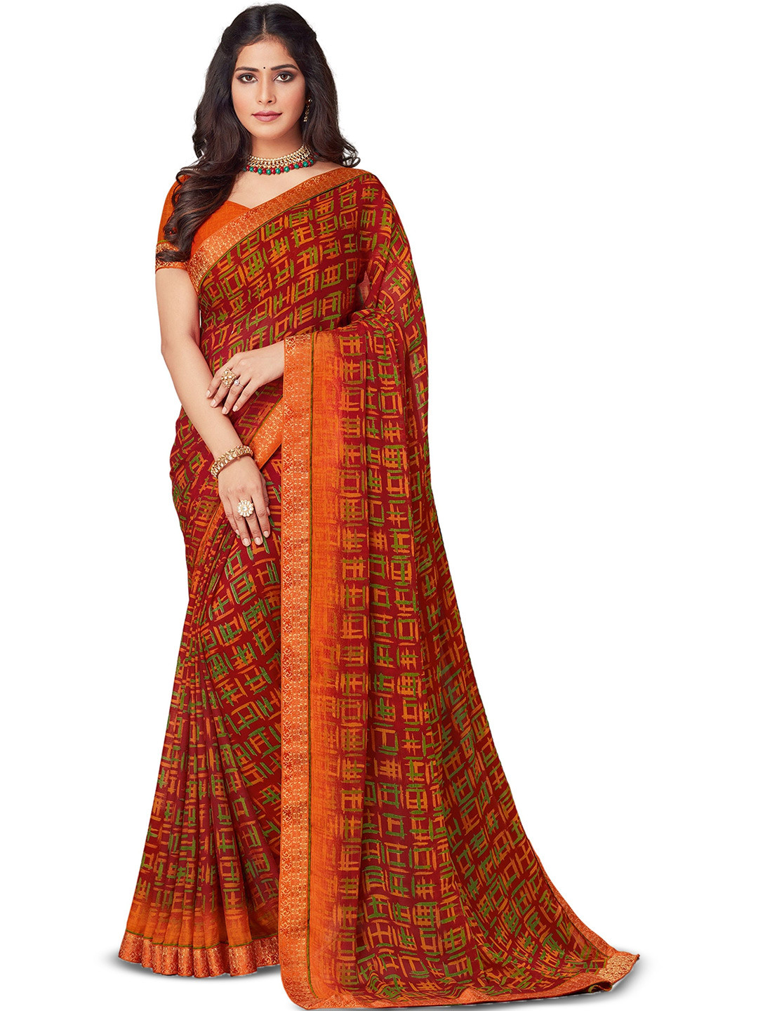 THE FASHION ATTIRE Women Checked Banarasi Sarees