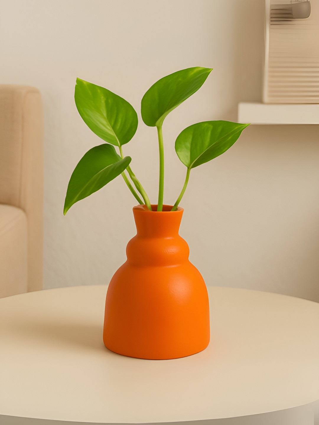 ecofynd Orange Decorative Ceramic Flower Vase