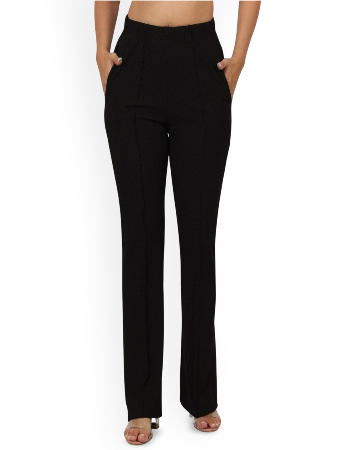 KANNA FABRIC Women Mid Rise Bootcut Trousers