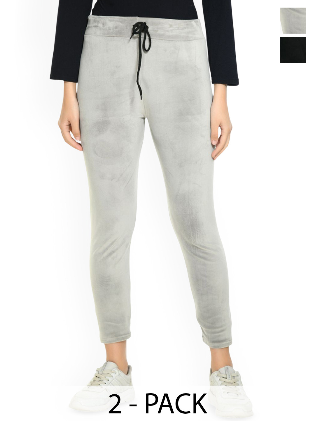 Brainbees Women Pack Of 2 Velvet Track Pants