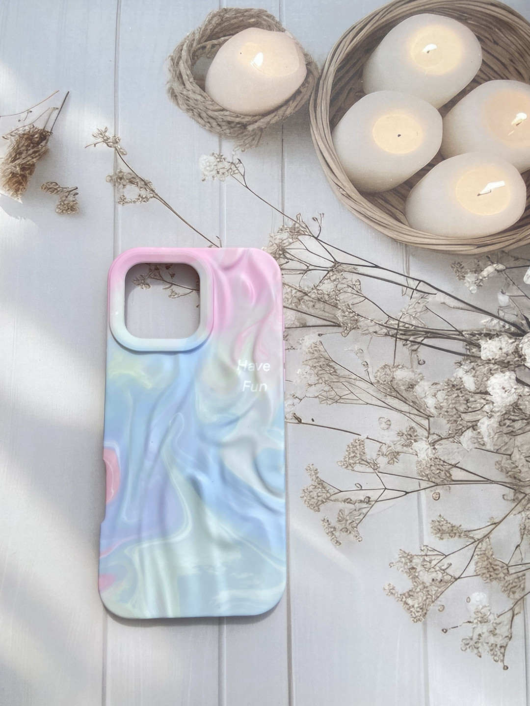 CASE CREATION 3D Rainbow Smoky Printed Impact Resistant iPhone 14 Pro Back Case