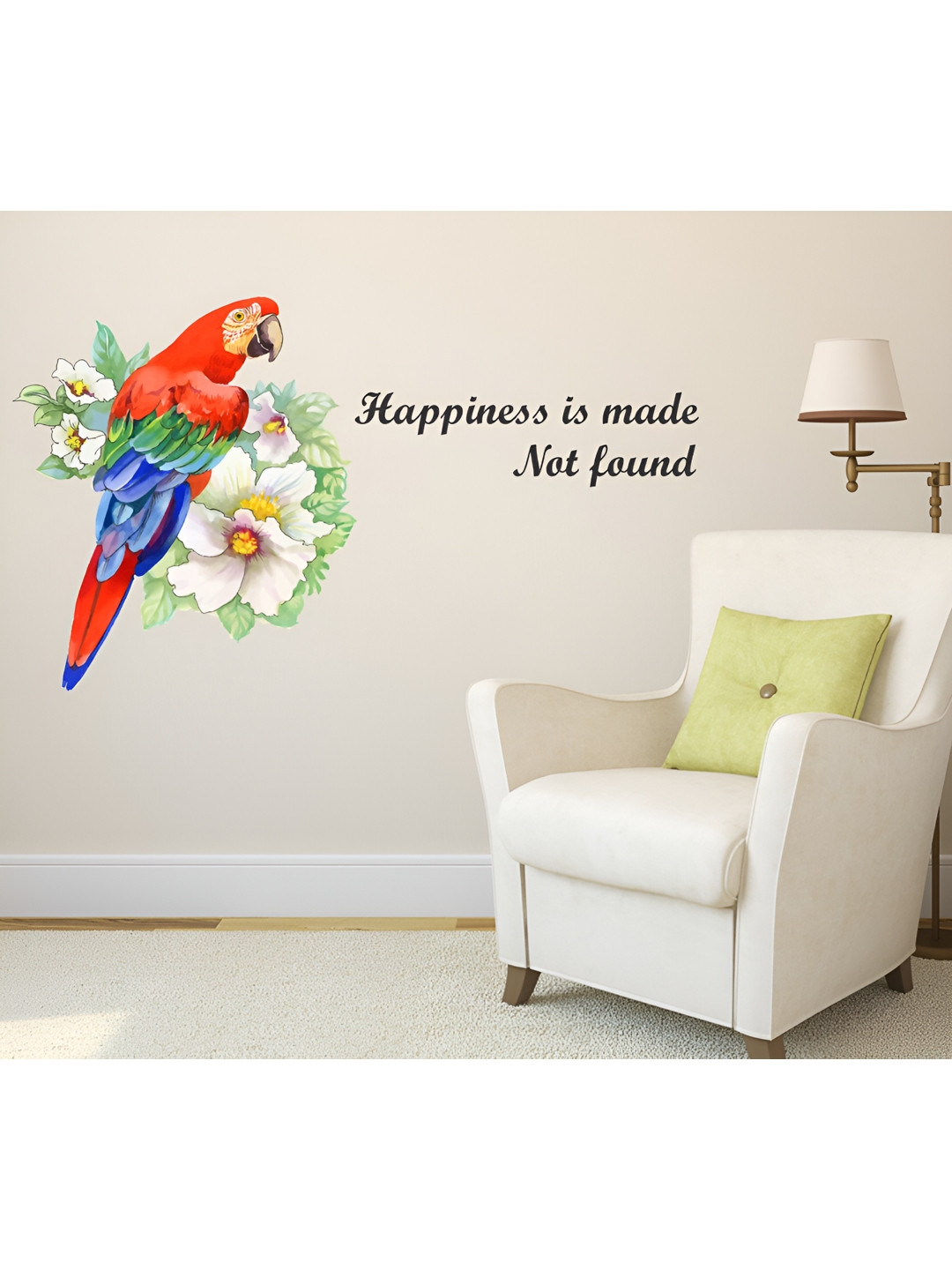 LANSTICK Red & Blue Birds With Quotes Printed Self-Adhesive WallStickers