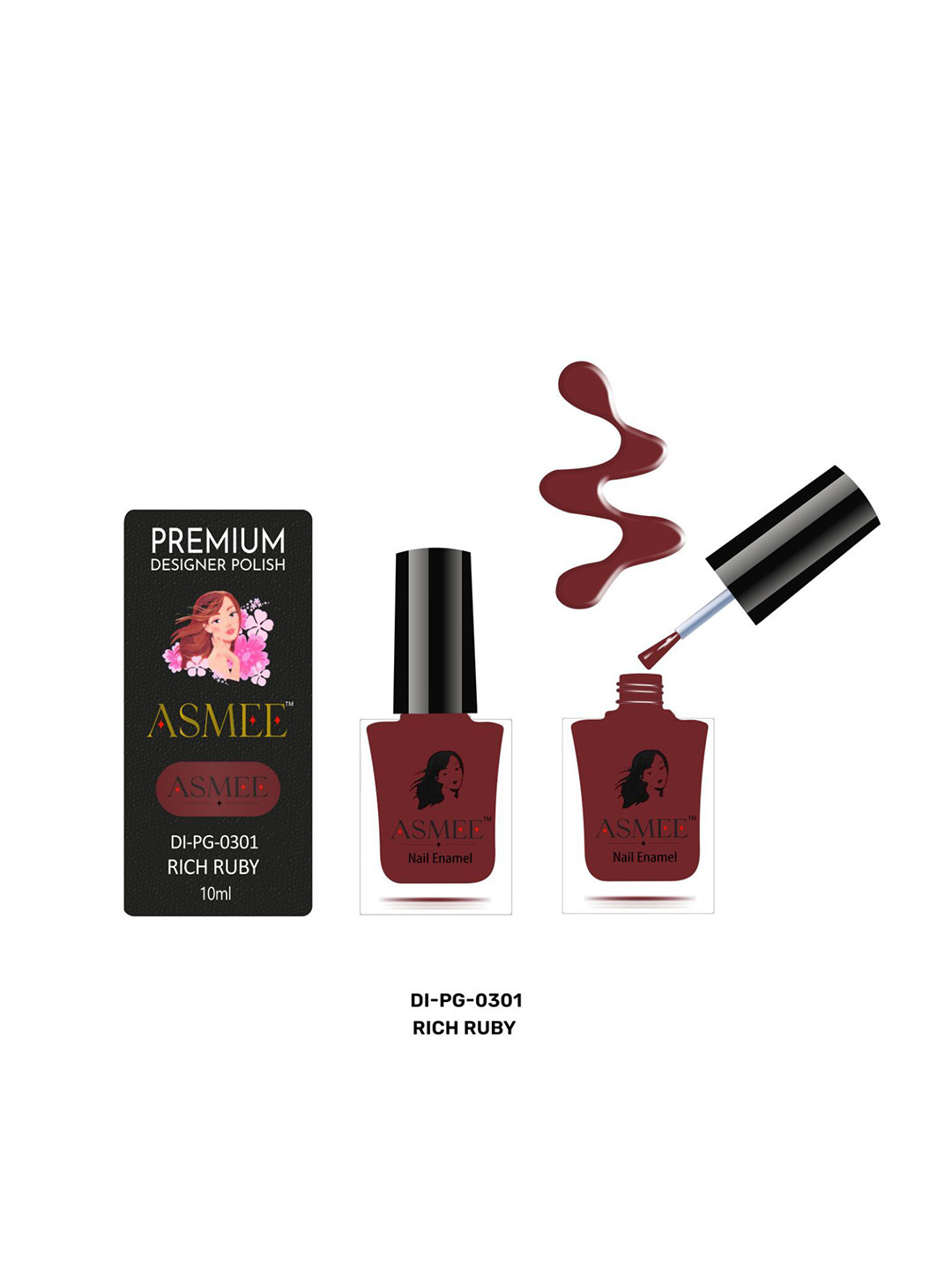 ASMEE Premium Gel Nail Polish - 10 ml - Rich Ruby 0301