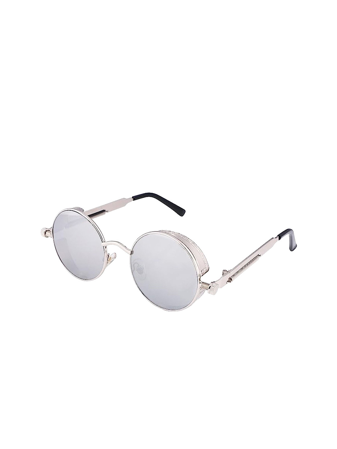 SPADEACES Unisex Clear Lens & Silver-Toned Round Sunglasses with UV Protected Lens