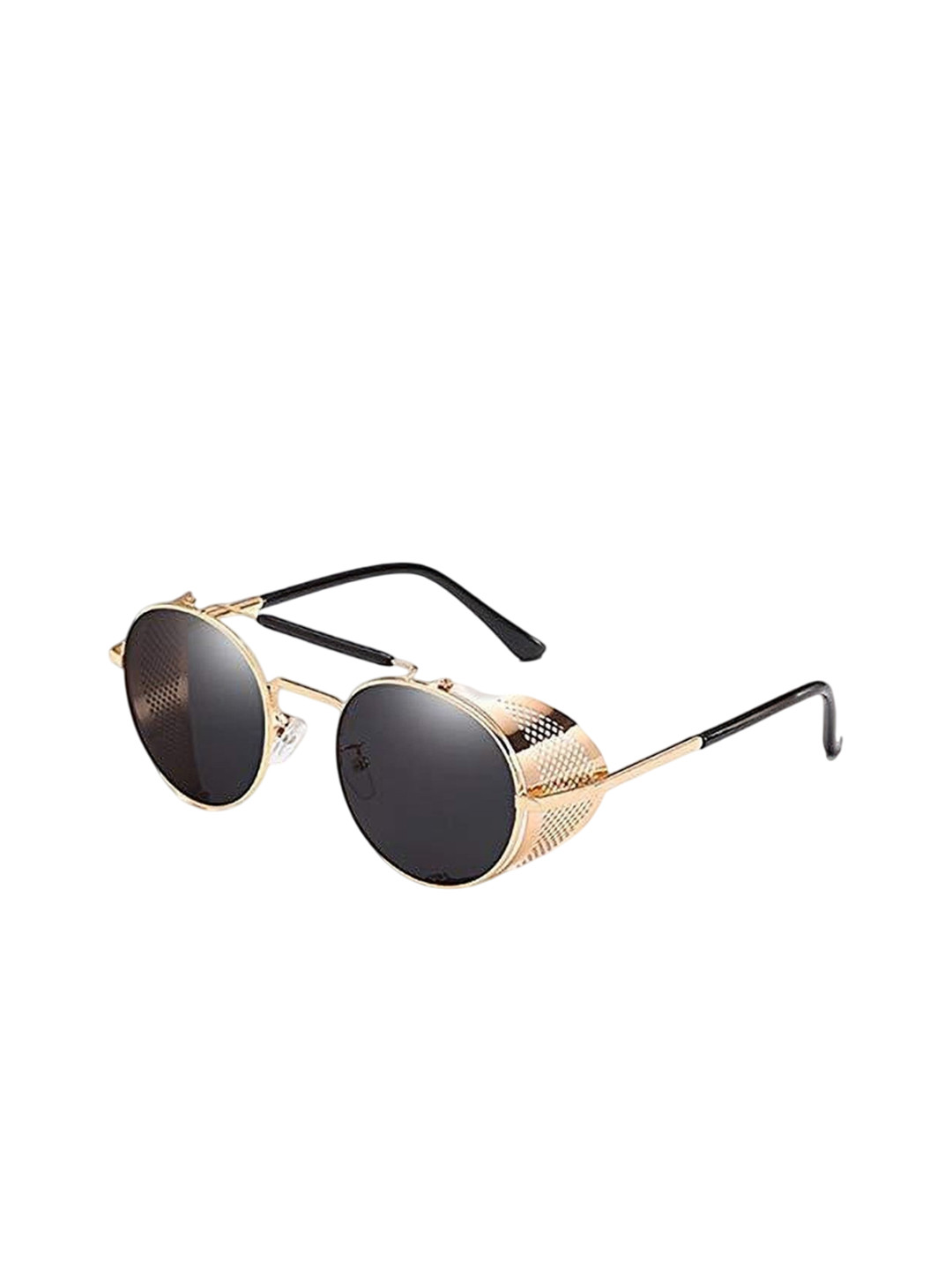 SPADEACES Unisex Round Sunglasses with UV Protected Lens STEAMPUNK GOLD BLACK CUP -21