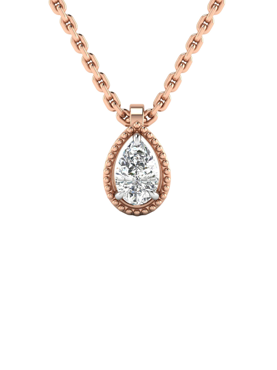 SHINE ETERNAL 14K Rose Gold Lab Grown Diamond Pearluxe Diamond Pendant-0.367g