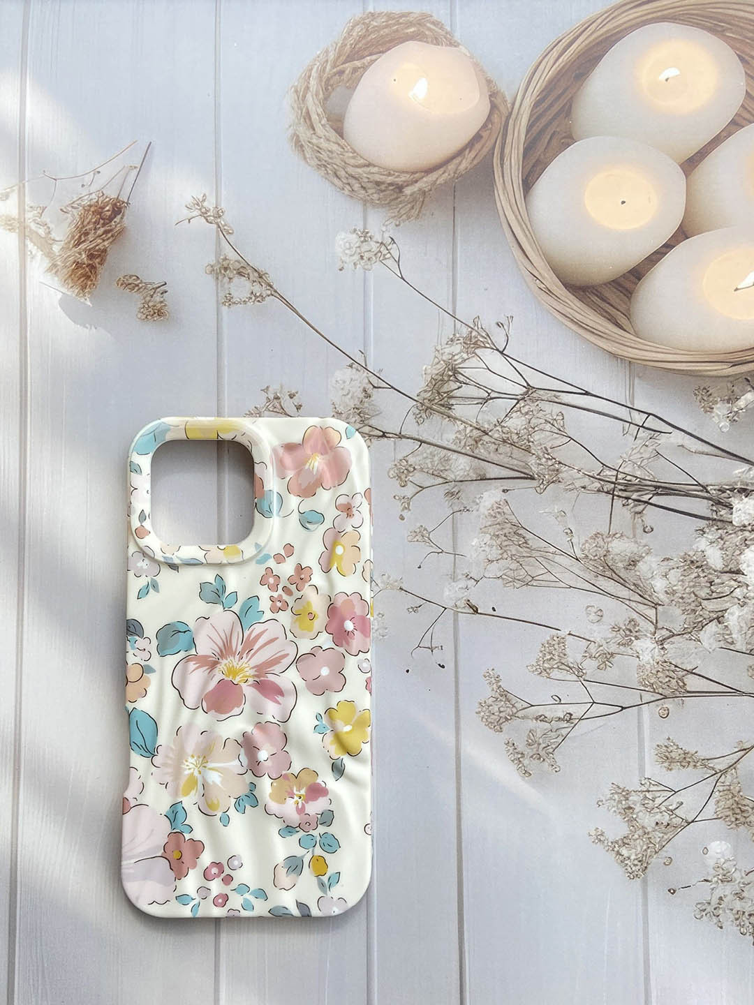 CASE CREATION Floral Blossom Romantic Pastel Printed Impact Resistant iPhone 15 Back Case