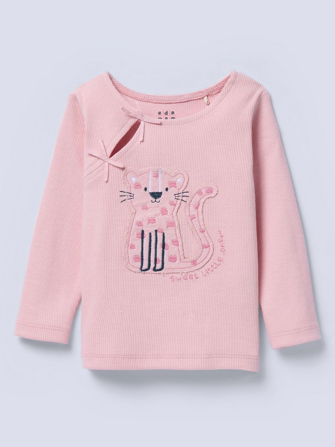 Ed-a-Mamma Infant Girls Self Design Round Neck Cotton Applique Regular Fit T-shirt