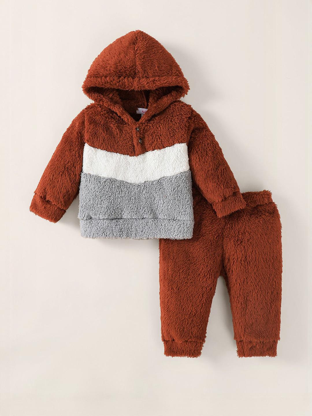 2-Pc Colorblock Hooded Sweatshirt & Jogger