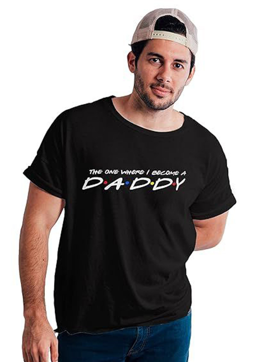 IBERRY'S Typography Printed Round Neck Drop-Shoulder Sleeves Cotton T-shirt