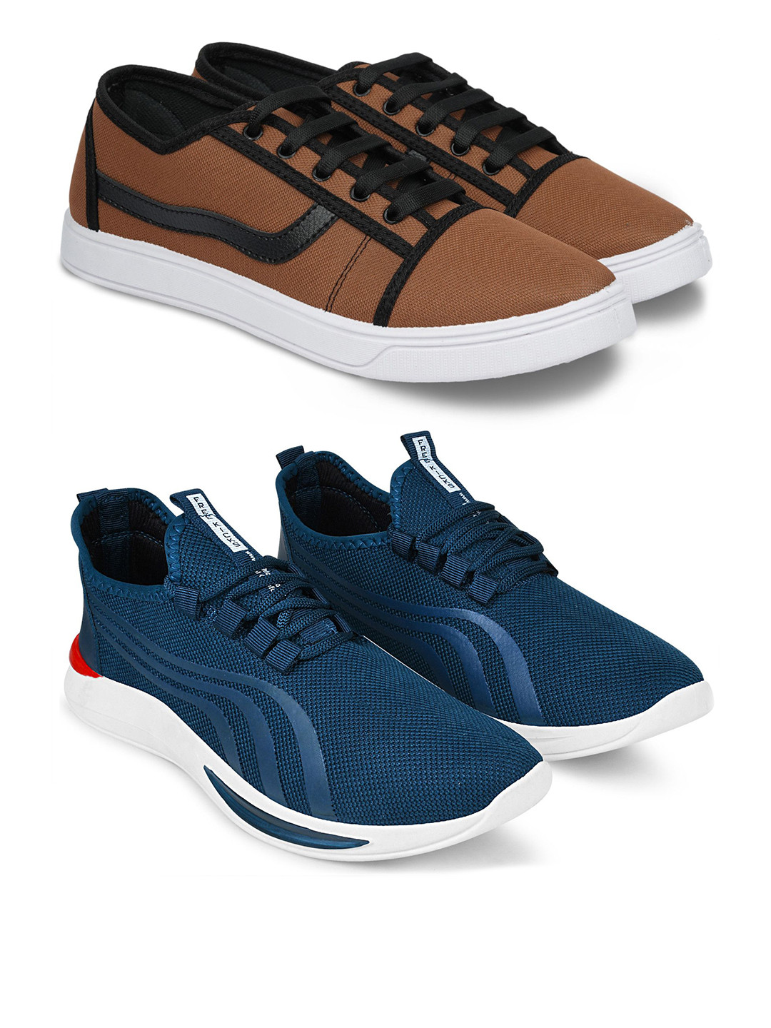 Spotwalk Men Pack Of 2 Marking Mesh Running Shoes