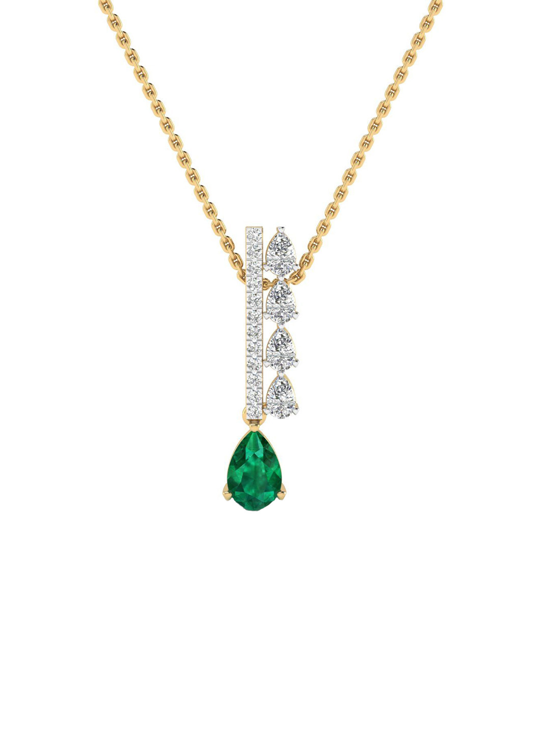 SHINE ETERNAL 18K Yellow Gold Lab Grown Diamond Emerald Scarlet Grace Pendant-1.396g