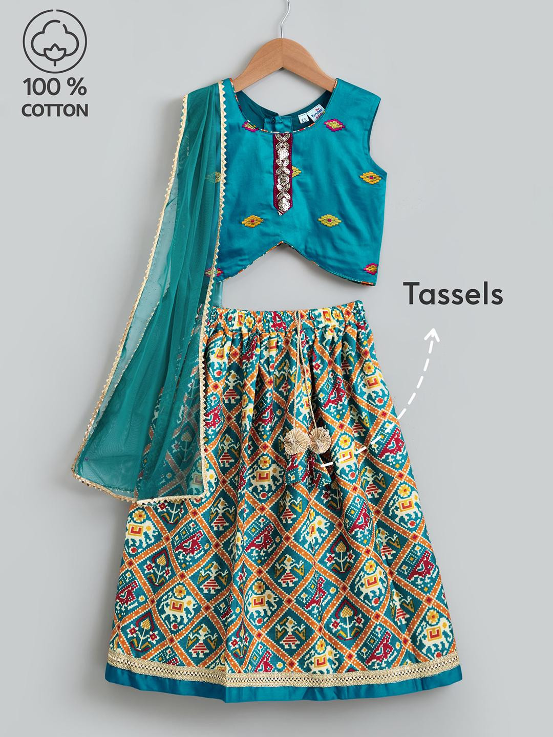 Hopscotch Girls Printed Ready to Wear Lehenga & Blouse With Dupatta Set