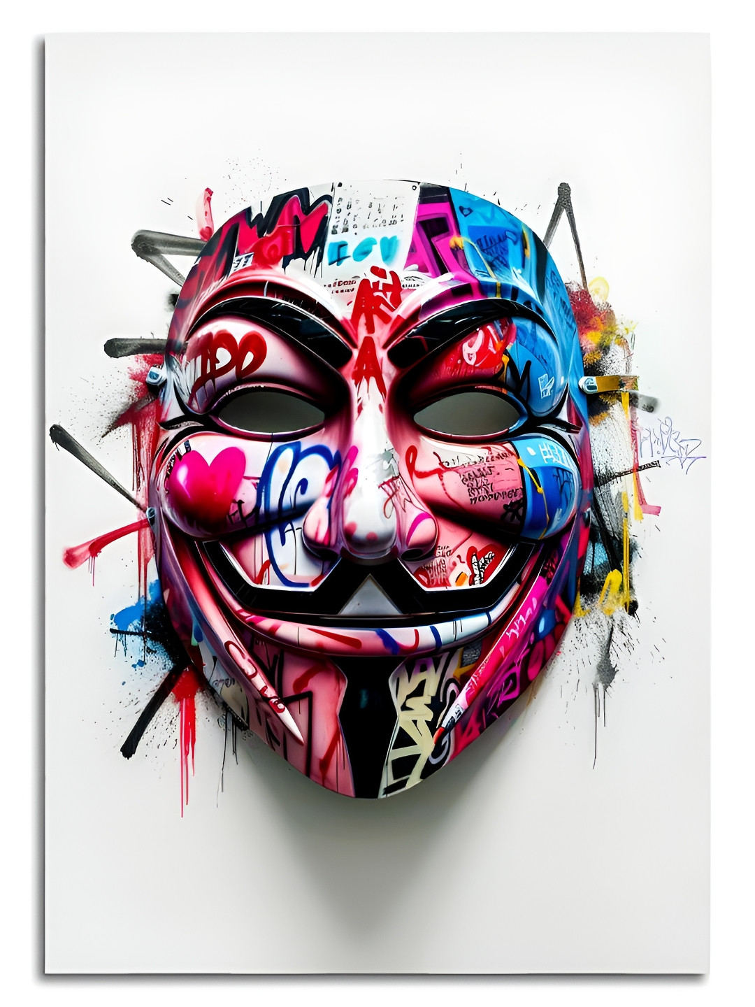 Craftnest creations White & Pink Pop Art Single Piece Canvas Abstract Wall Paintings