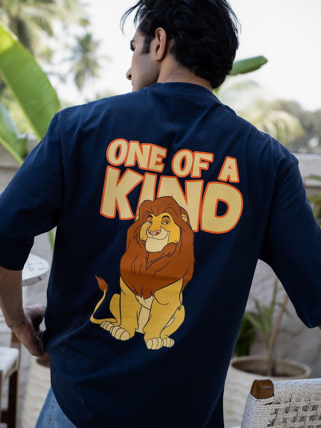 BonOrganik Lion king Printed Drop-Shoulder Sleeves Cotton Oversize T-shirt