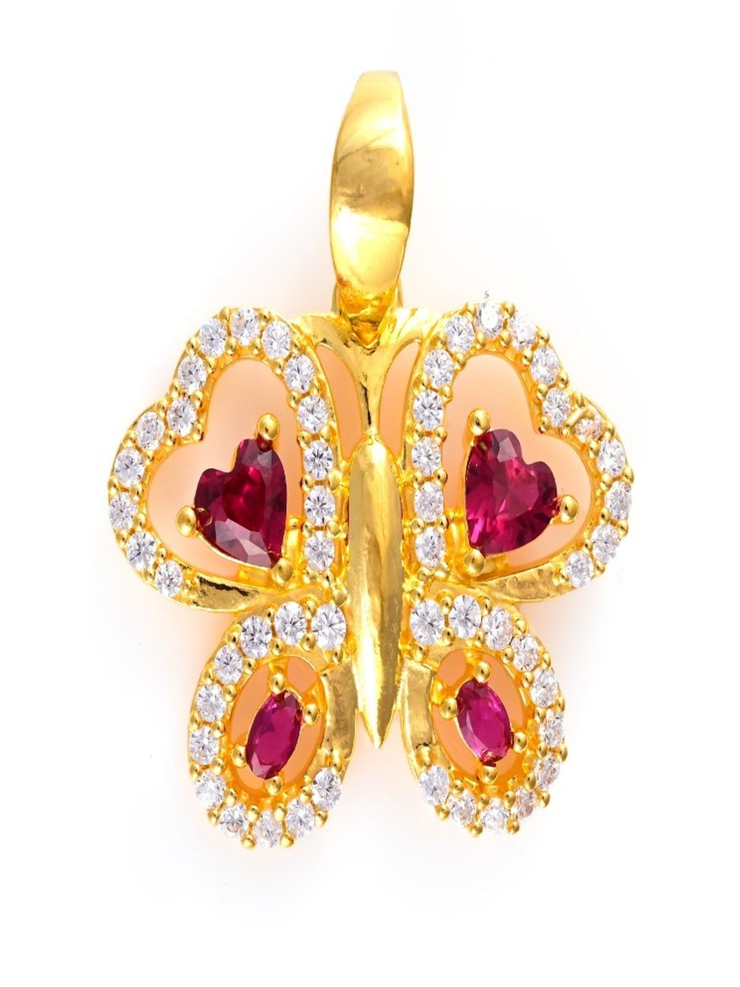 Vinayak Jewellers 925 Sterling Silver The Silver Ruby Butterfly Pendant