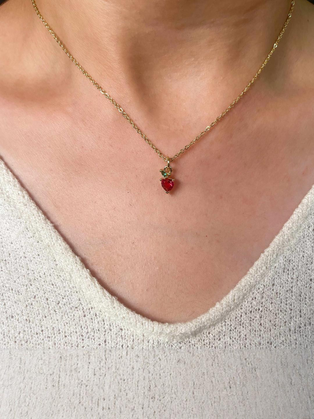LOLO LePA Gold-Plated Stainless Steel Strawberry Drop Pendant Chain