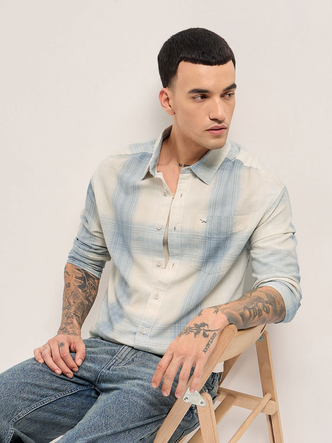 THE BEAR HOUSE Checked Relax Fit Cotton Casual Shirt