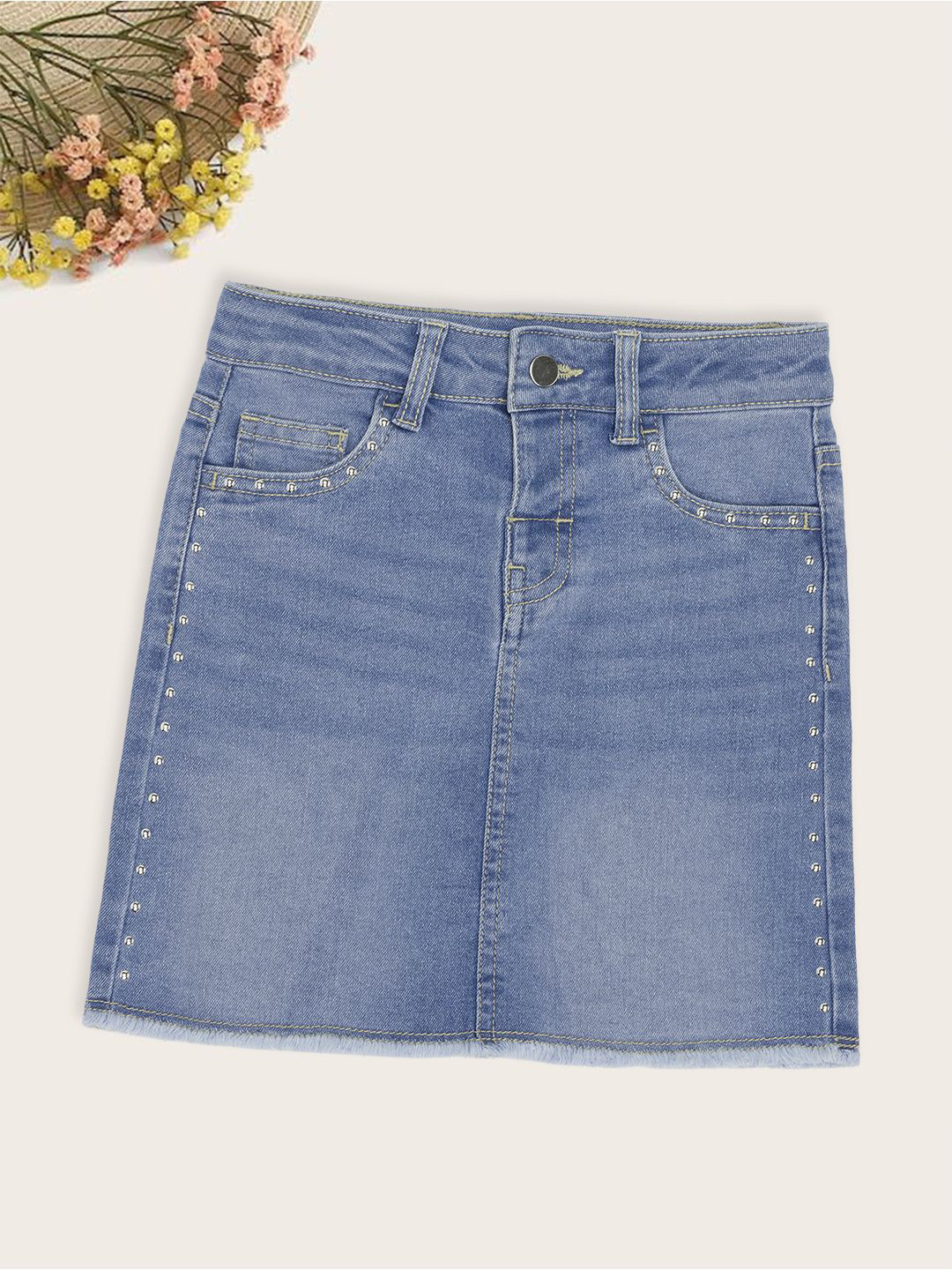 Pantaloons Junior Girls Denim A-line Mini Skirt